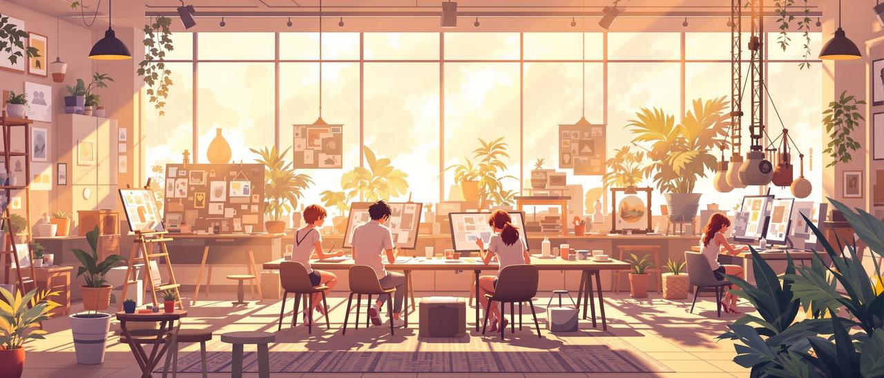 橙果短剧全集品牌故事 - 创意工作室场景